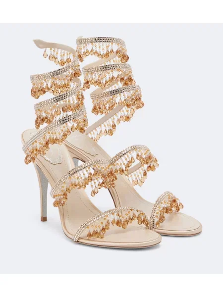 Sandale Rene Caovilla din satin bej