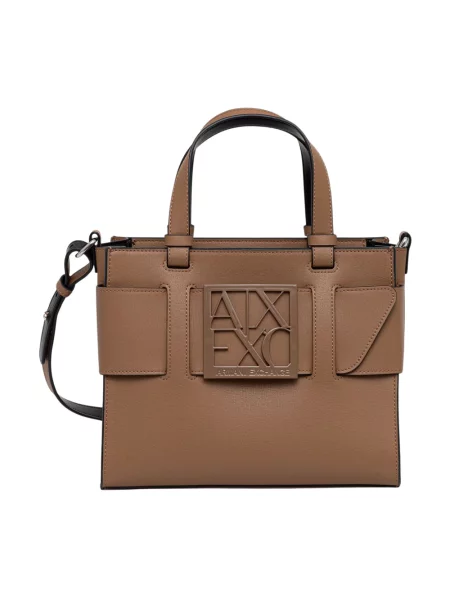 Shopperka Armani Exchange skórzana brązowa