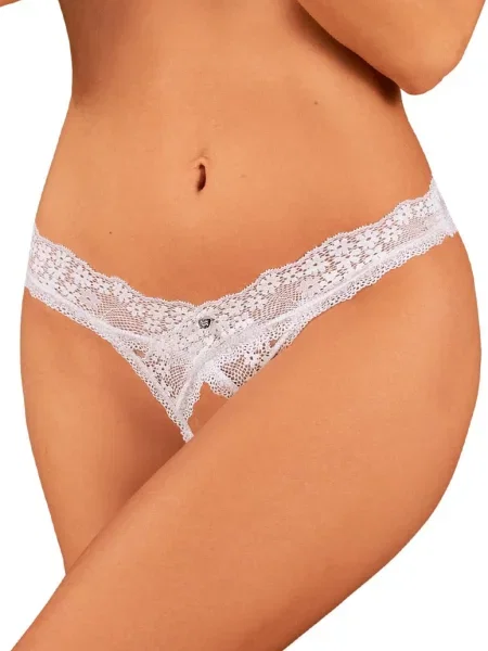 Кружевные трусики стринг с разрезом Стринги_Obsessive_Heavenlly_otwarte білі