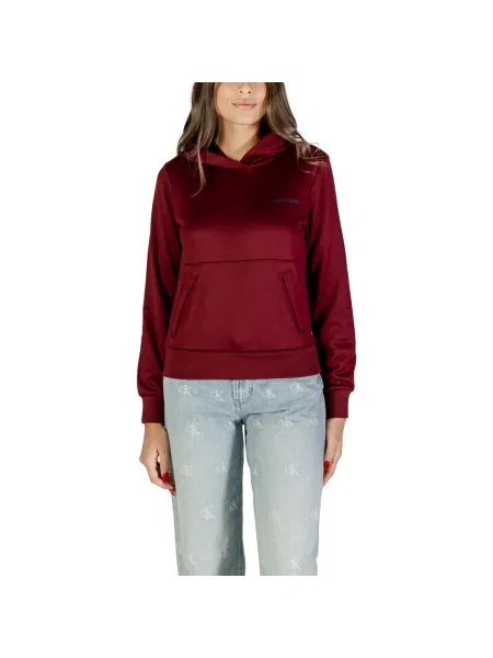 Mikina s kapucňou Calvin Klein Jeans vínová