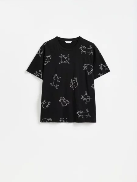 Reserved Tricou regular fit negru