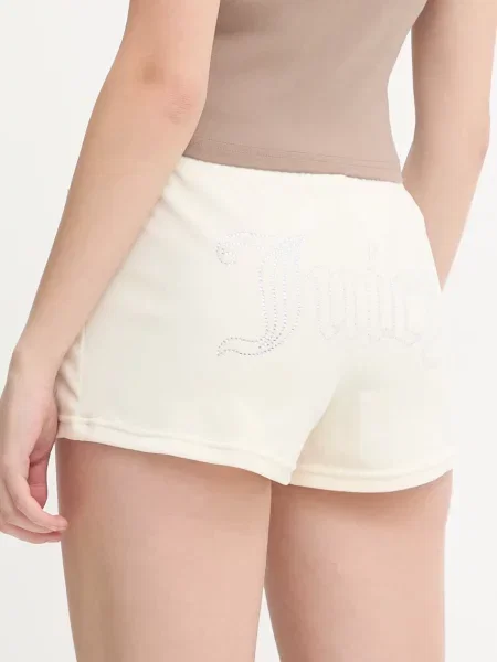 Juicy Couture szorty welurowe TAMIA SHORTS beżowe