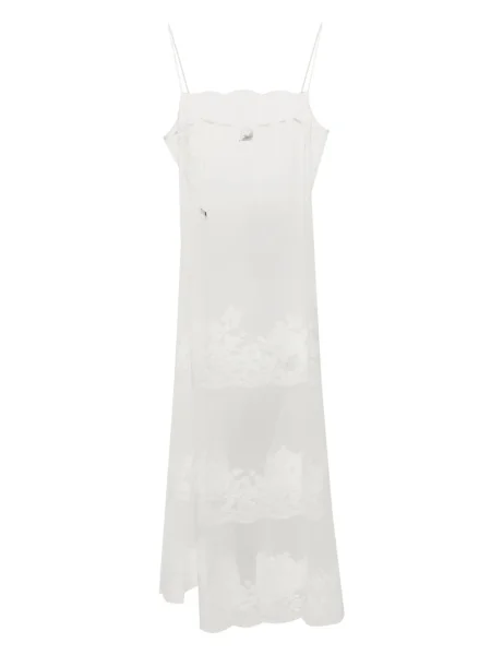 Przezroczysta sukienka maxi Carine Gilson koronkowa garniturowa biała