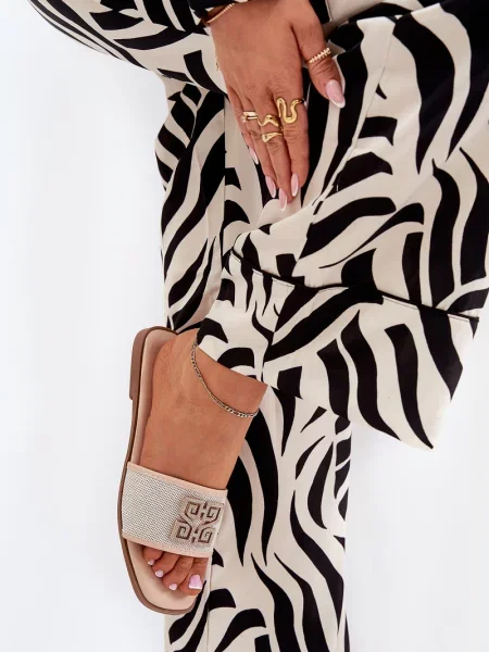 Elegantní pantofle Boto na plochém podpatku béžové