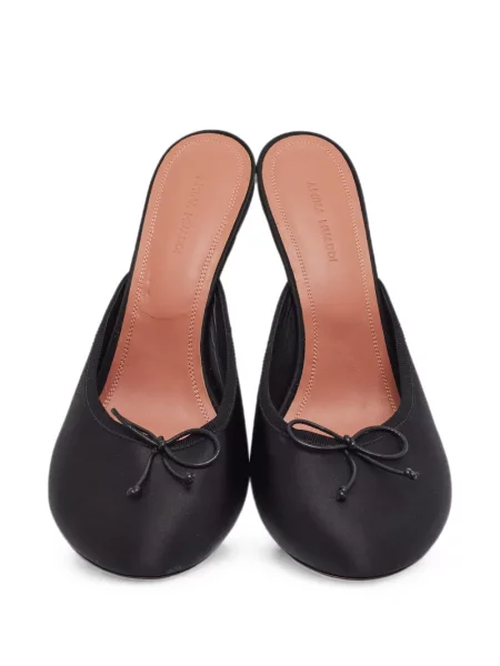 Papuci tip mules Amina Muaddi cu funde negru