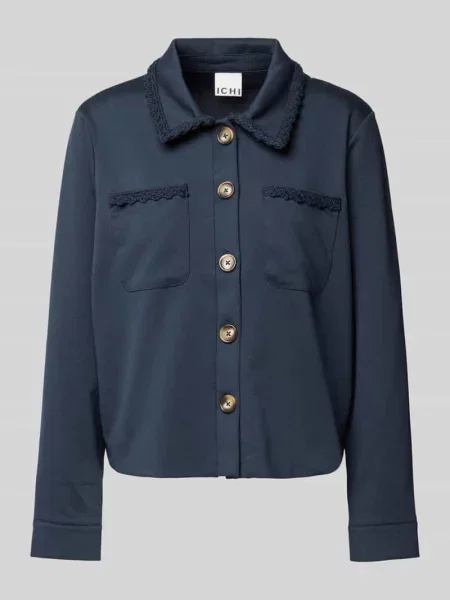 Żakiet z nakładanymi na piersi model ‘SIMONSE’ Ichi granatowa