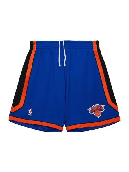 Mitchell & Ness Sportovní kalhoty Mitchell and Ness Indoor Textilien NBA New York Knicks modrá / tmavě oranžová / přírodní bílá