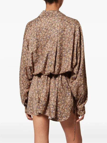Rochie mini Isabel Marant cu model floral de costum maro