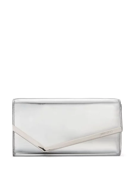 Δερμάτινη δερμάτινη τσάντα Jimmy Choo ασημί
