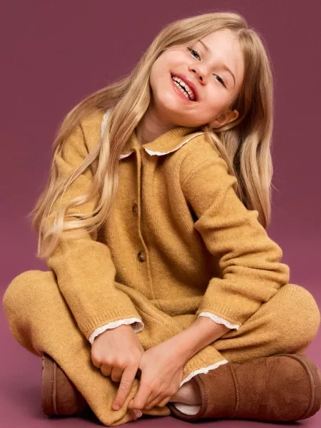 Sinsay Kalhoty wide leg s příměsí vlny hořčicová