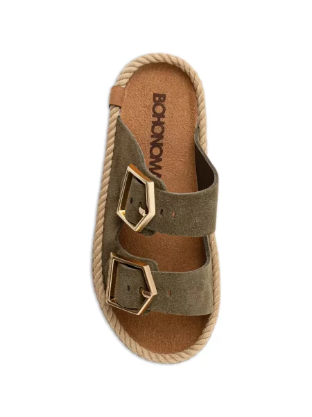 Espadrile Bohonomad cu cataramă verde