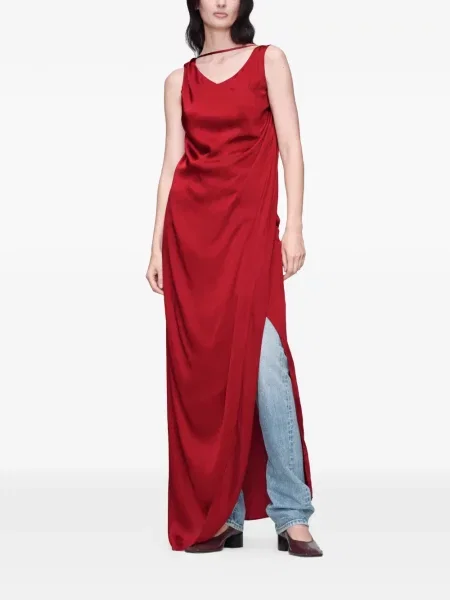 Rochie maxi Maison Margiela din satin drapată roșu