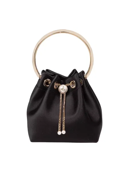 Satynowy kapelusz Jimmy Choo czarny