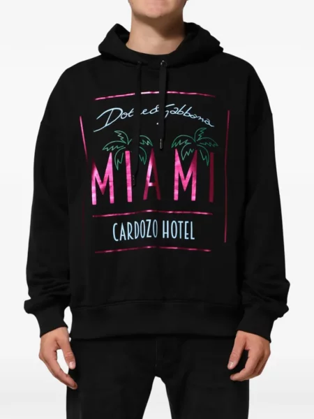 Hanorac cu glugă Dolce & Gabbana cu imagine cu cordon negru