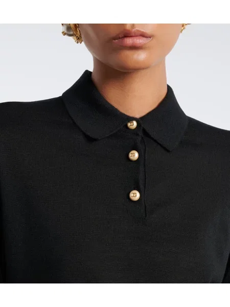 Kašmírová polokošeľa Dolce&gabbana čierna