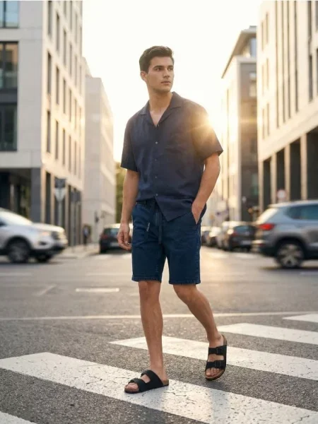 Sinsay Džínové kraťasy slim námořnická modrá