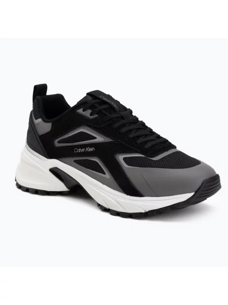 Sneakerși Calvin Klein din piele de căprioară cu dungi negru