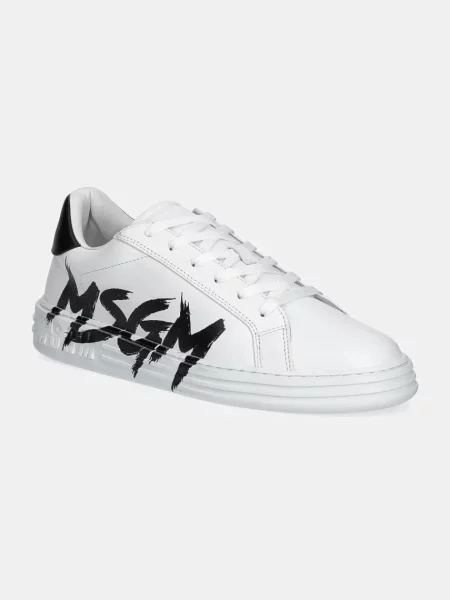 Kožené sneakers boty MSGM bílá