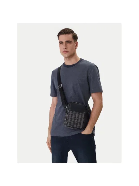 Geantă crossbody Lacoste cu imagine negru