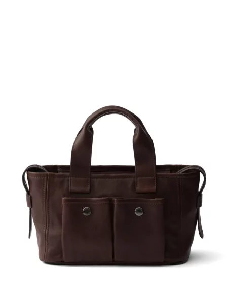 Geantă shopper Prada din piele maro