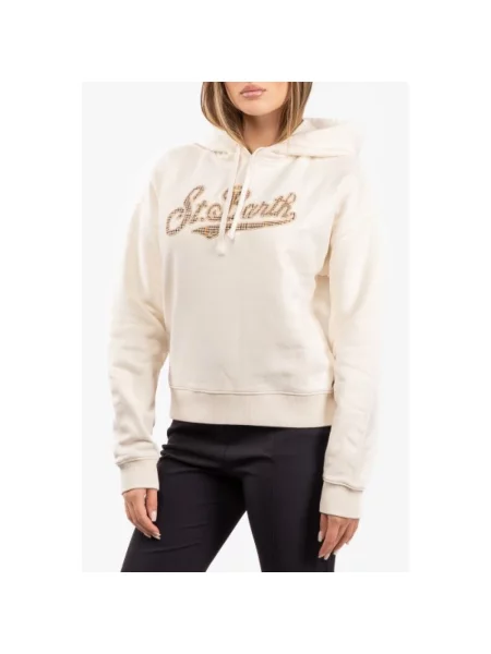 Bluza z kapturem Saint Barth z długim rękawem z kapturem beżowa