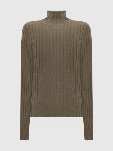 Гольф з вовною в рубчик з люрексом Peserico зелений