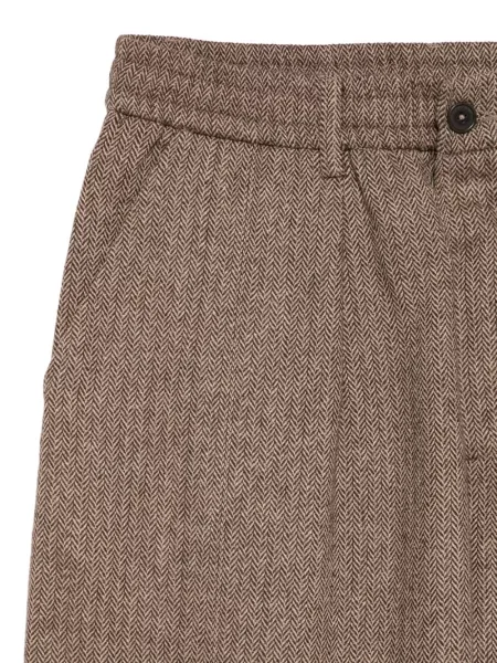 Pantaloni Universal Works cu model herringbone maro