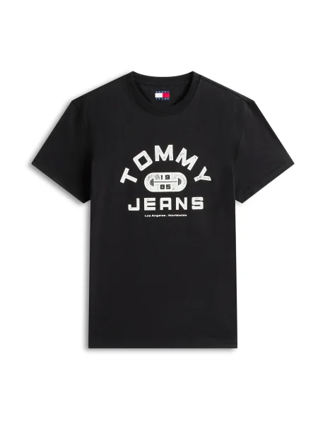 Tommy Jeans Tricou GYM / alb negru