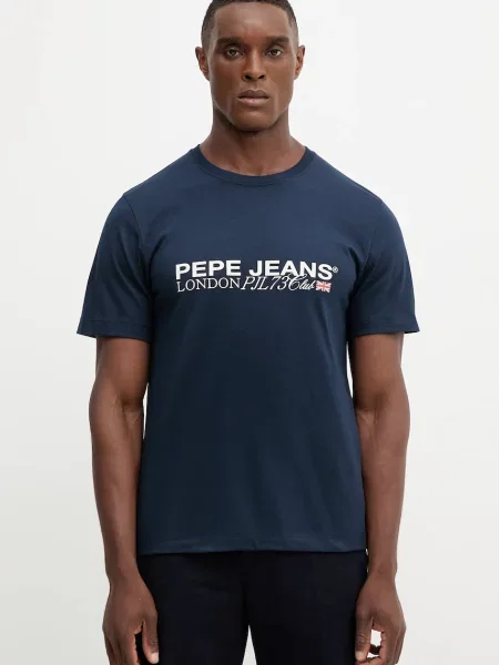 Тениска Pepe Jeans с принт тъмносиньо