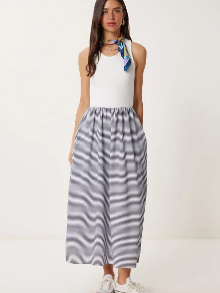 Happiness İstanbul Rochie gri închis alb