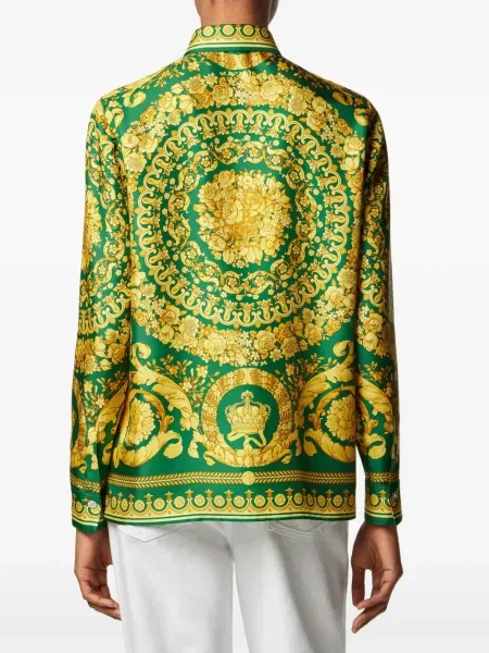Cămașă Versace de mătase cu imagine verde