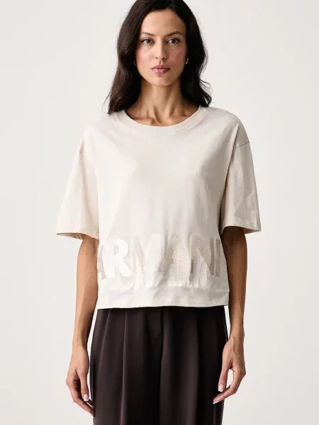 Armani Exchange tricou pentru femei din bej