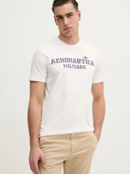 Тениска Aeronautica Militare с принт бяло