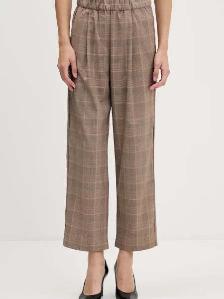 Sisley pantaloni fason tigareta high waist bej