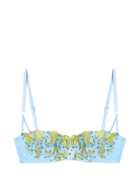 Sutien balconette Fleur Du Mal cu broderie albastru