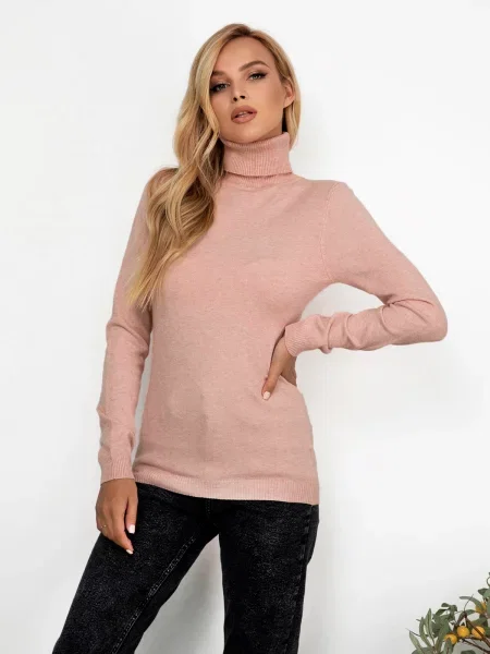 Водолазка ISSA Plus персик комбінований верх