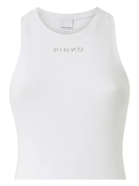 Top Pinko cu decolteu rotund alb