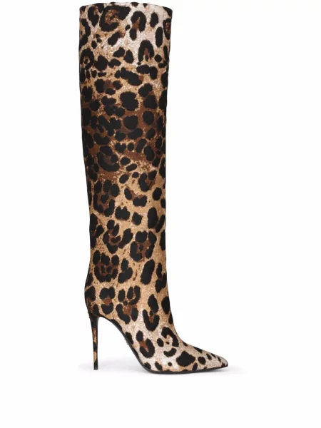 Botine Dolce & Gabbana cu imagine cu model leopard maro