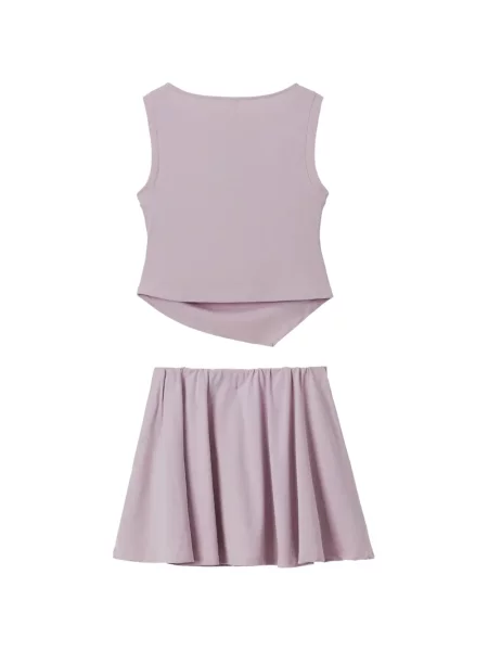 Fusta mini B+ab cu decolteu rotund în linie A violet