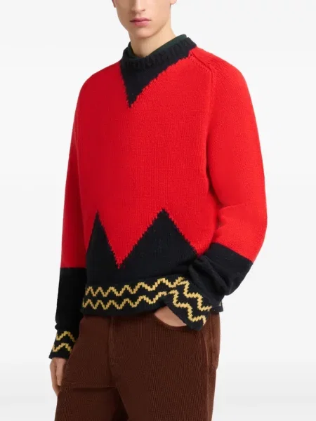 Pulover Marni cu imprimeu geometric roșu