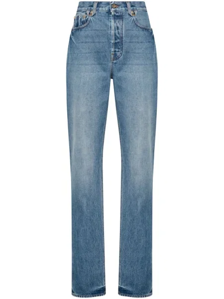 Blugi drepți Jacquemus cu talie înaltă albastru