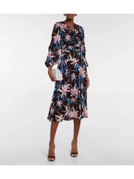 Midi obleka Diane Von Furstenberg s cvetličnim vzorcem črna