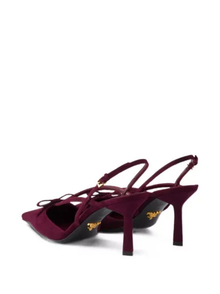 Pantofi cu toc Prada din piele de căprioară slingback violet