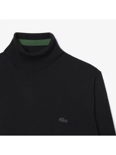 Lacoste Golf Z Wełny Merynosów czarny