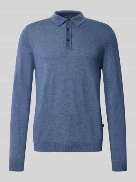 Sweter z dzianiny z czystej wełny dziewiczej krój regular fit Maerz Muenchen niebieski