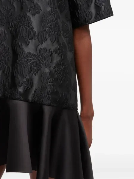 Rochie mini Ganni cu volane de costum negru