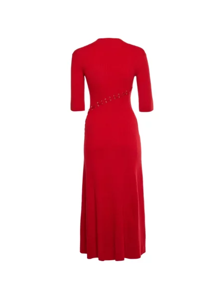 Rochie midi Maje cu șireturi tricotate roșu