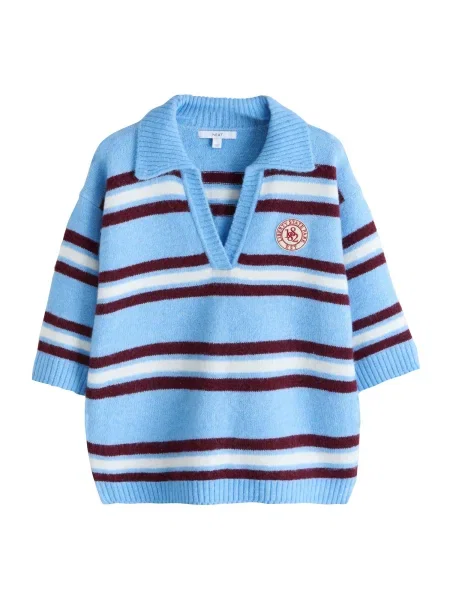 Next Pulover albastru deschis / roșu vin alb