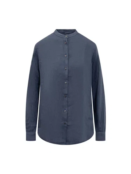 Lniana koszula Fay ze stójką niebieska