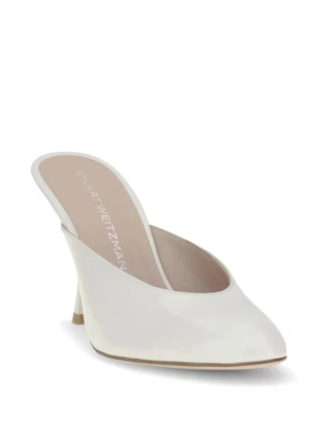 Papuci tip mules Stuart Weitzman alb
